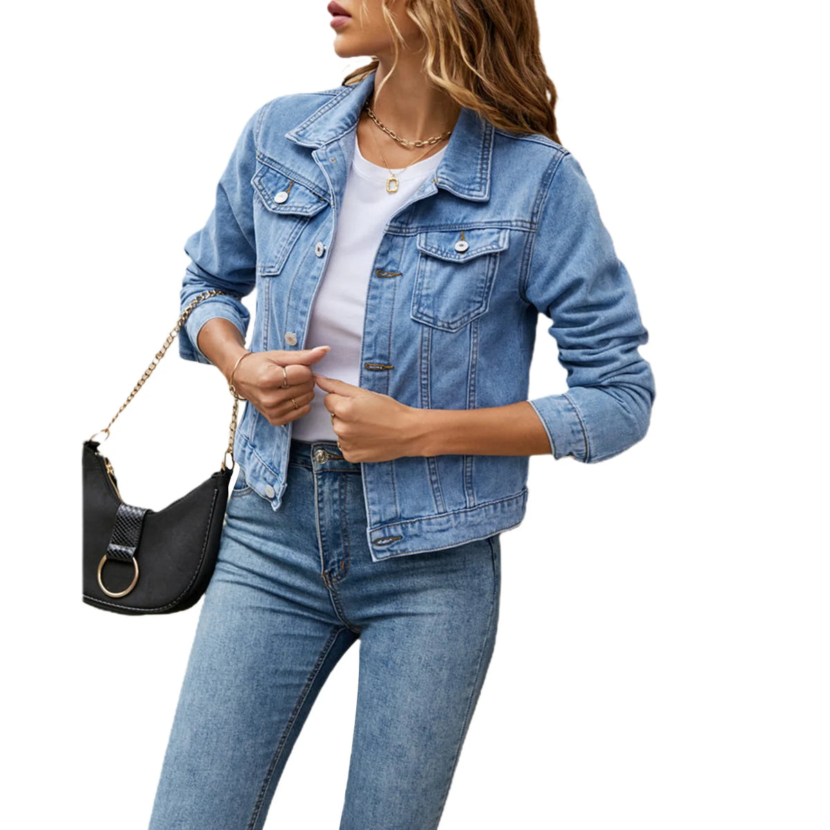 Denim Jacket Solid Button Down