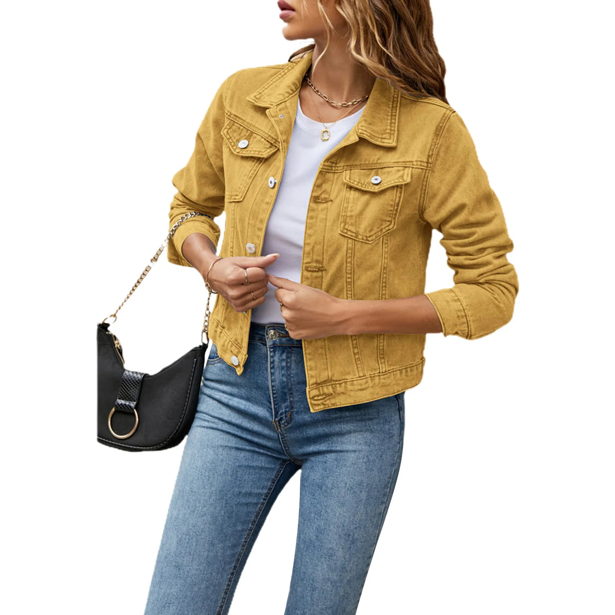 Denim Jacket Solid Button Down