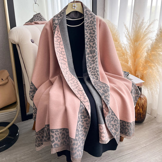 Cashmere Plaid Leopard Shawl