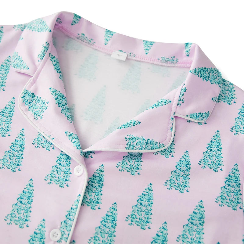 🎄 Lavender Christmas Tree Pajama Set — Sleigh in Style, Sizes S–XXXL