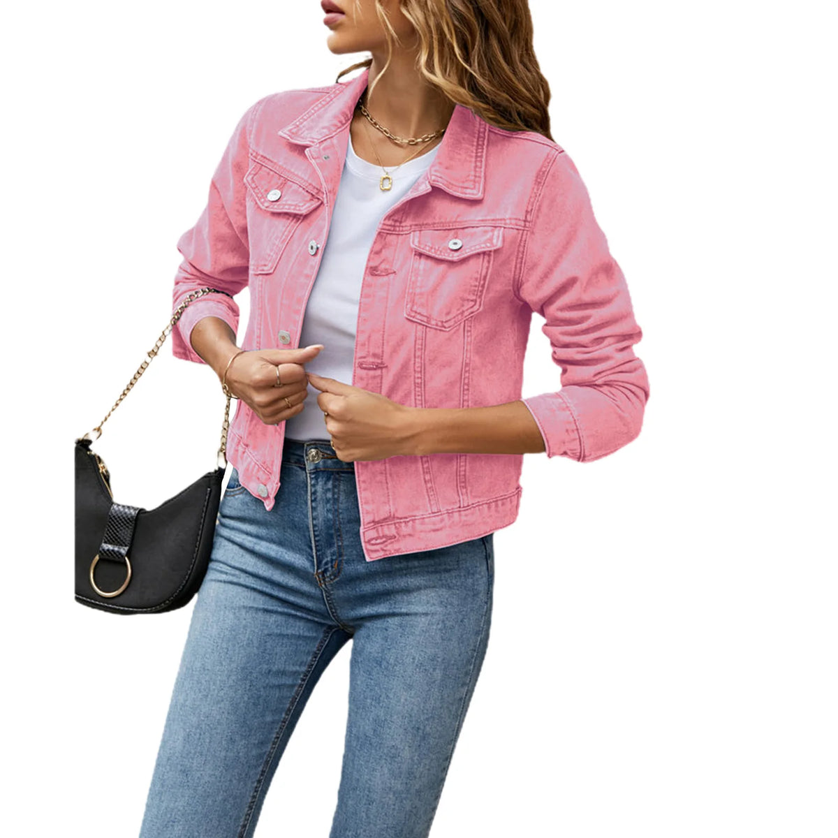 Denim Jacket Solid Button Down