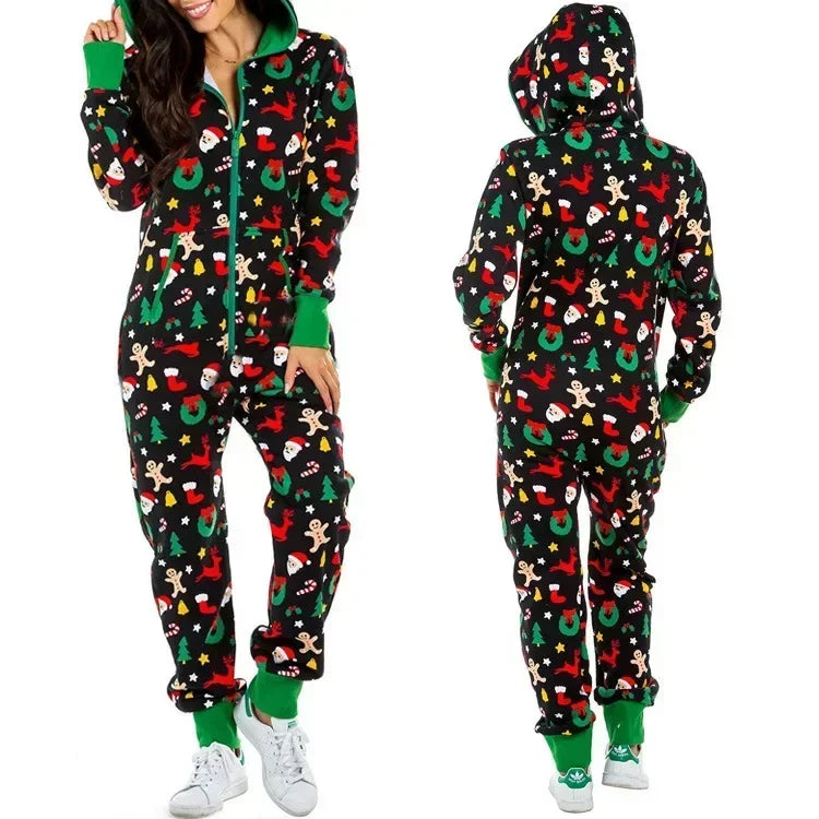 🎄 Cozy Holiday Onesie Jumpsuit — Match, Mingle & Stay Warm in Style
