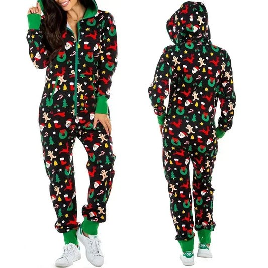 🎄 Cozy Holiday Onesie Jumpsuit — Match, Mingle & Stay Warm in Style