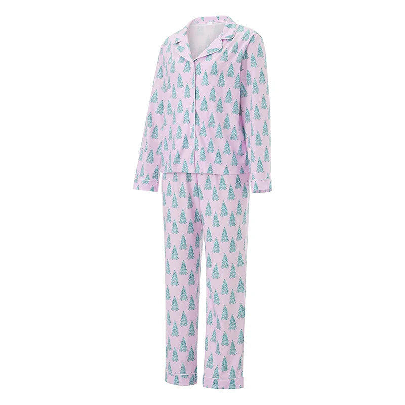 🎄 Lavender Christmas Tree Pajama Set — Sleigh in Style, Sizes S–XXXL