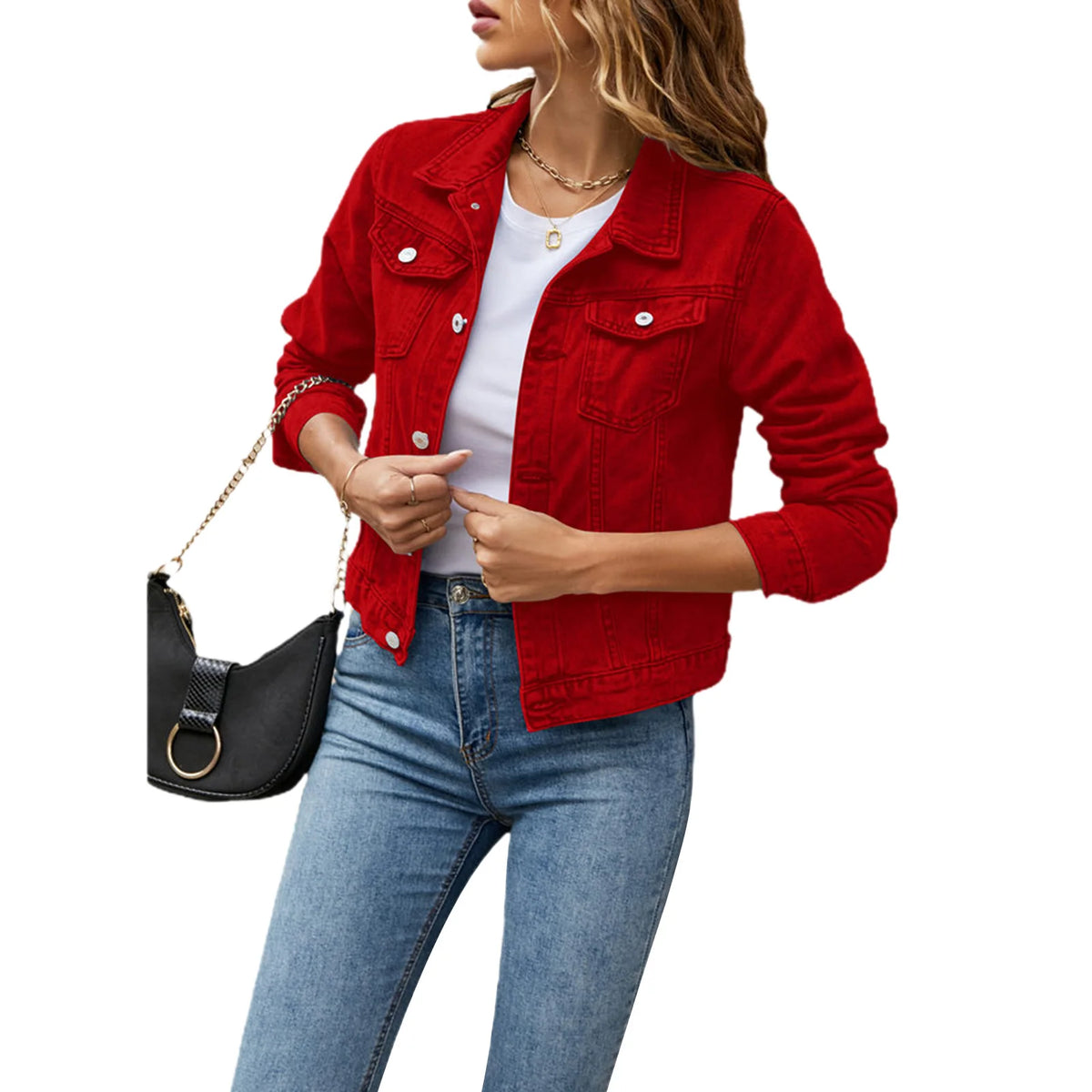 Denim Jacket Solid Button Down