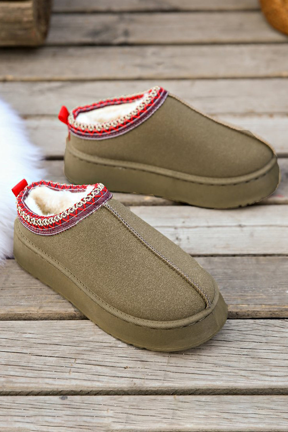 Sage Green Suede Plush Boots