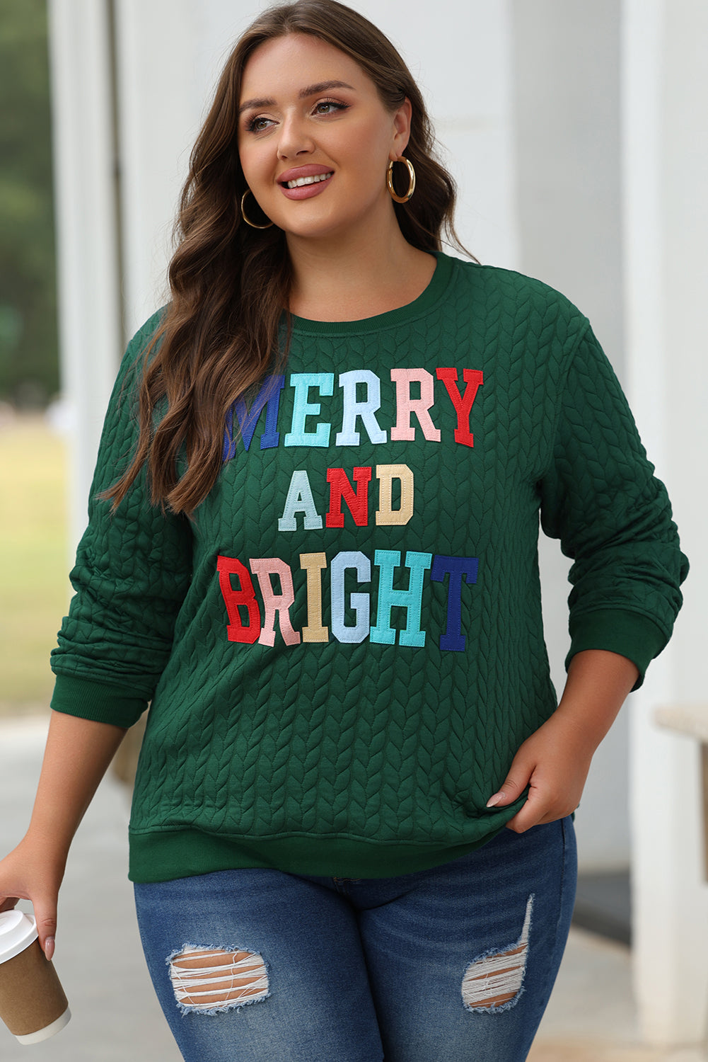 Blackish Green Merry And Bright Pullover Sweatshirt