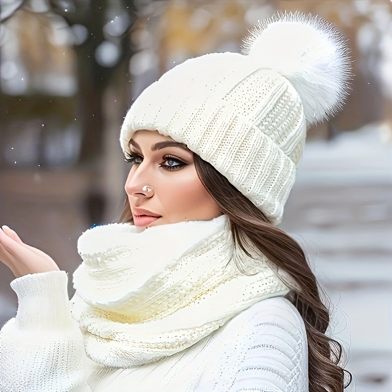 2pcs Windproof Thick Beanie & Scarf Combo