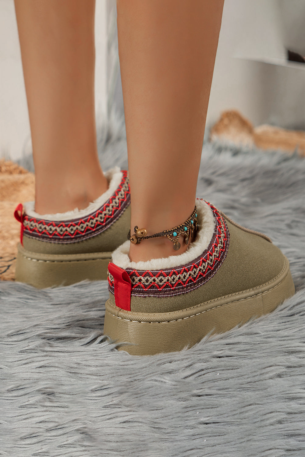 Sage Green Suede Plush Boots