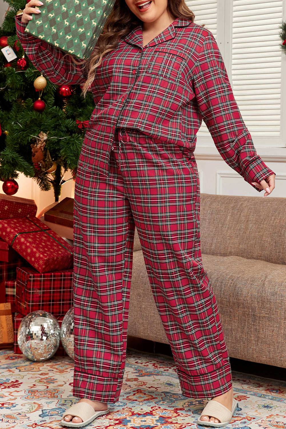 Plaid Perfection Plus Size Pajama Set