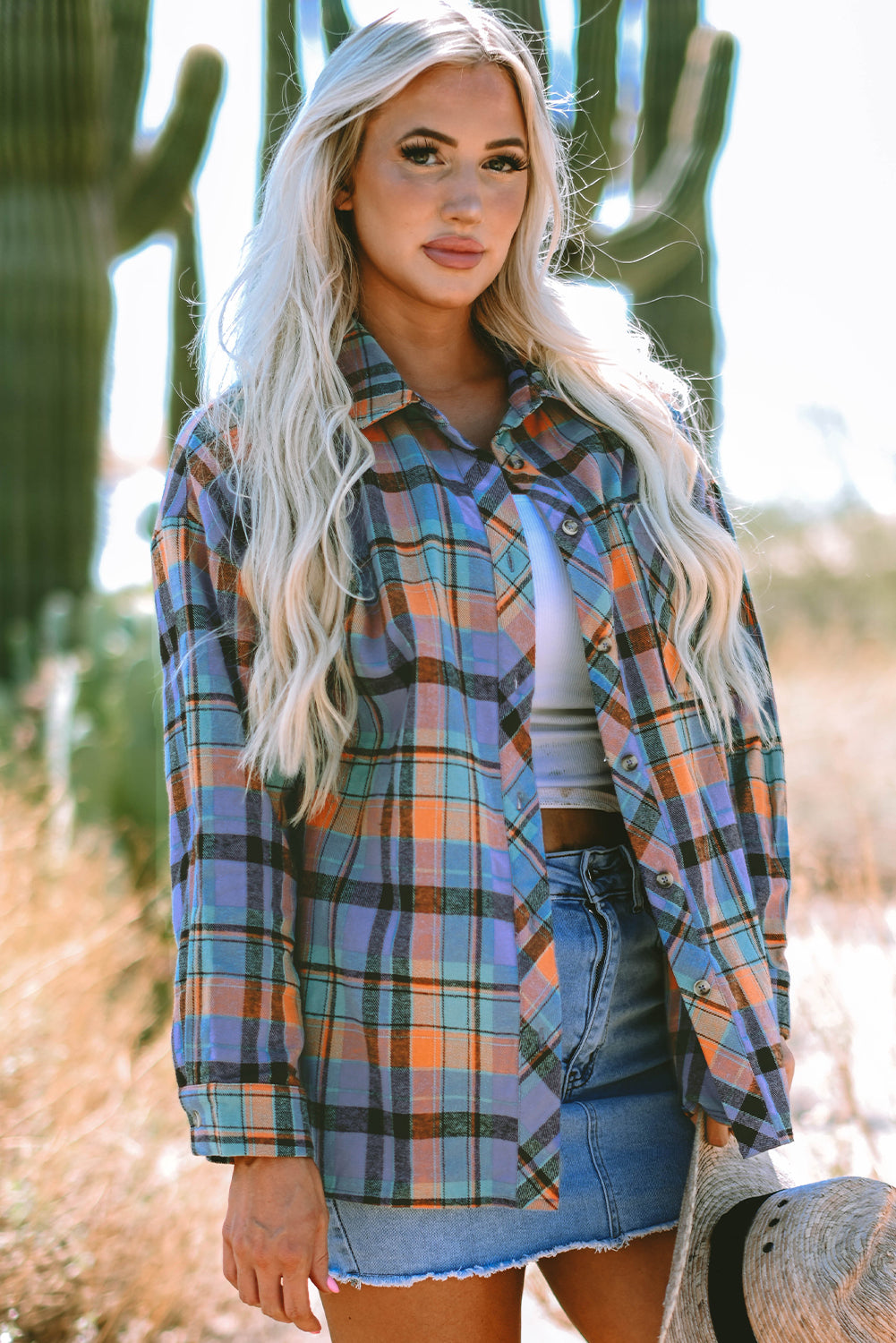 Desert Sky Plaid Flannel Shacket