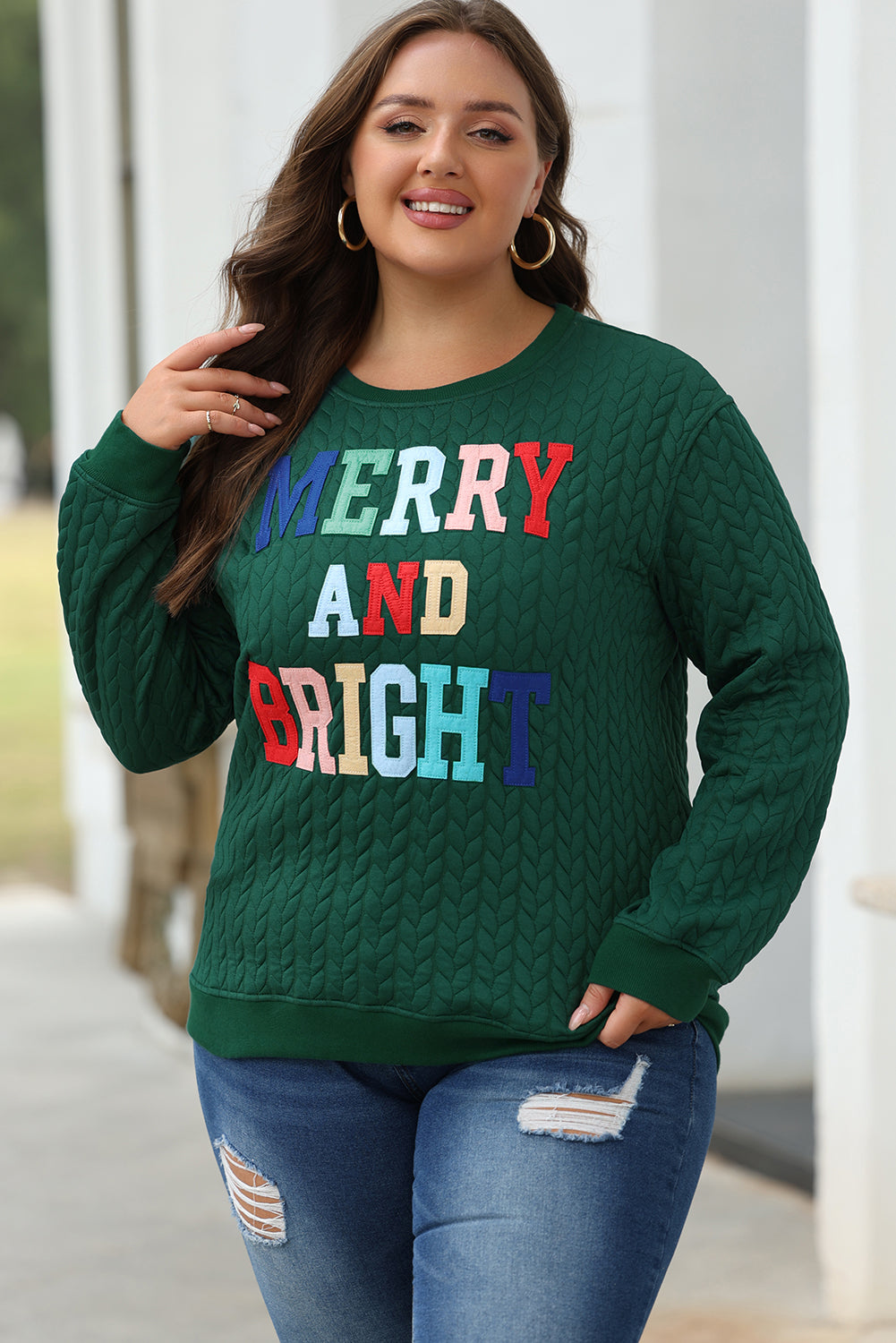 Blackish Green Merry And Bright Pullover Sweatshirt