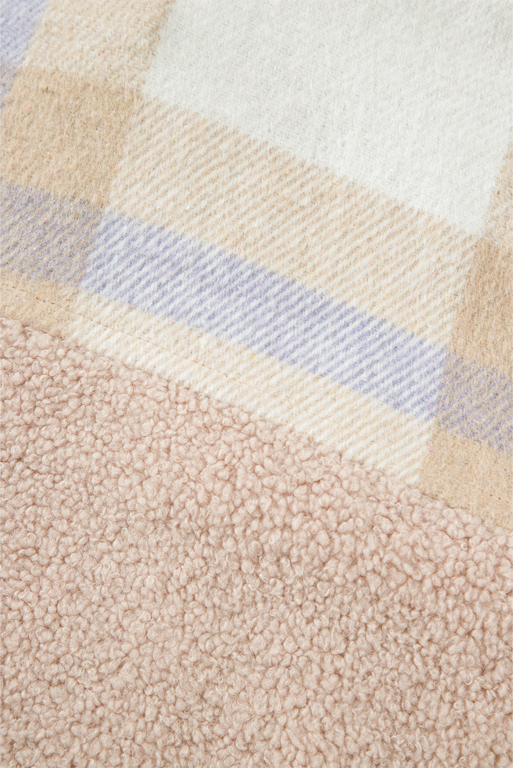 Plaid Pocket Teddy Coat – Beige