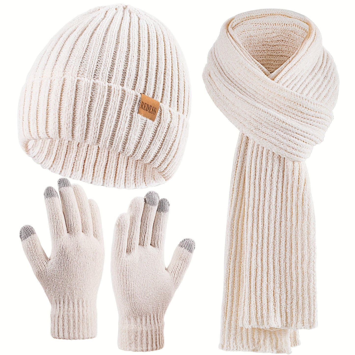 🎄Winter Scarf, Gloves & Hat Set - Plush Touchscreen Gloves