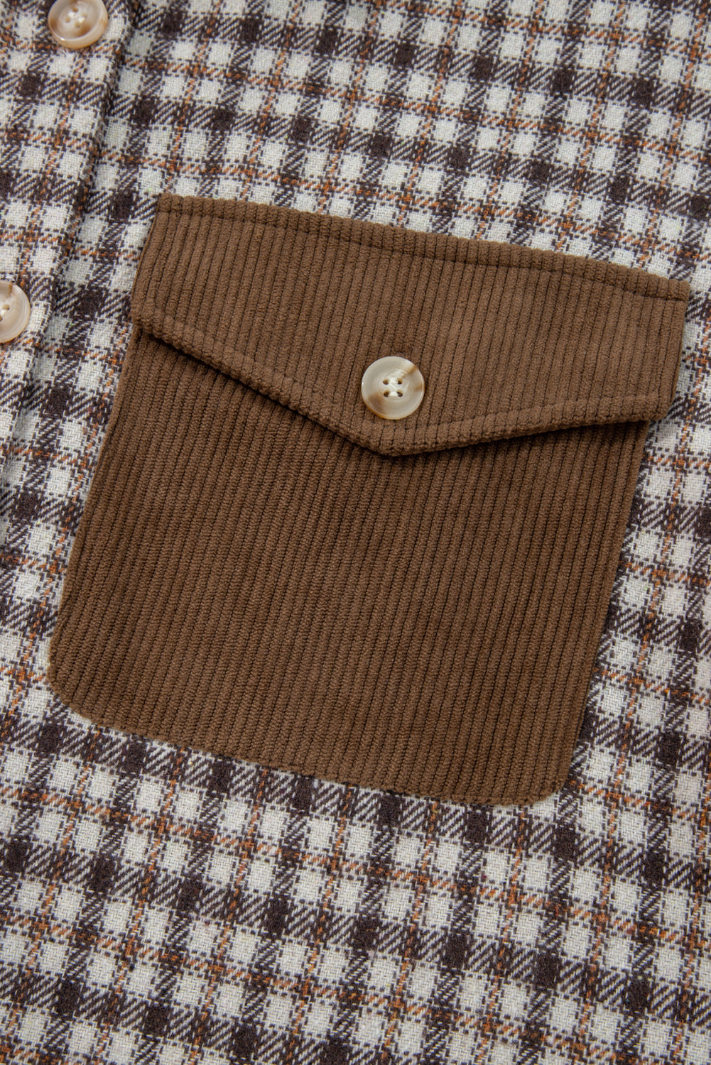 Casual Corduroy Plaid Shacket