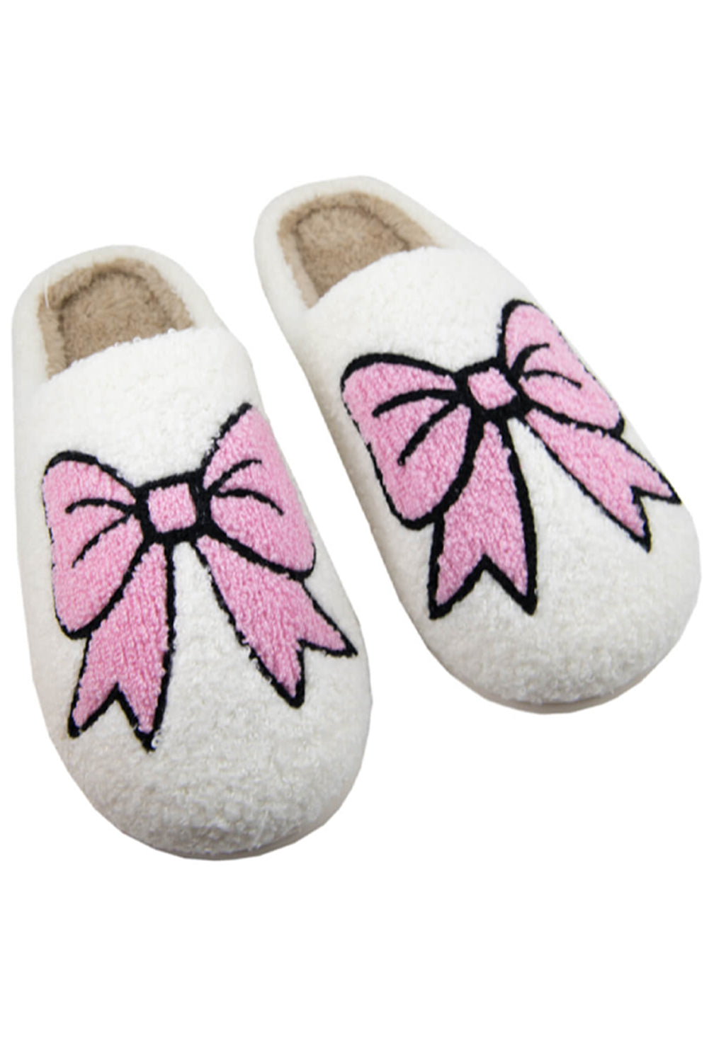 Bowknot Pattern Fuzzy Slippers