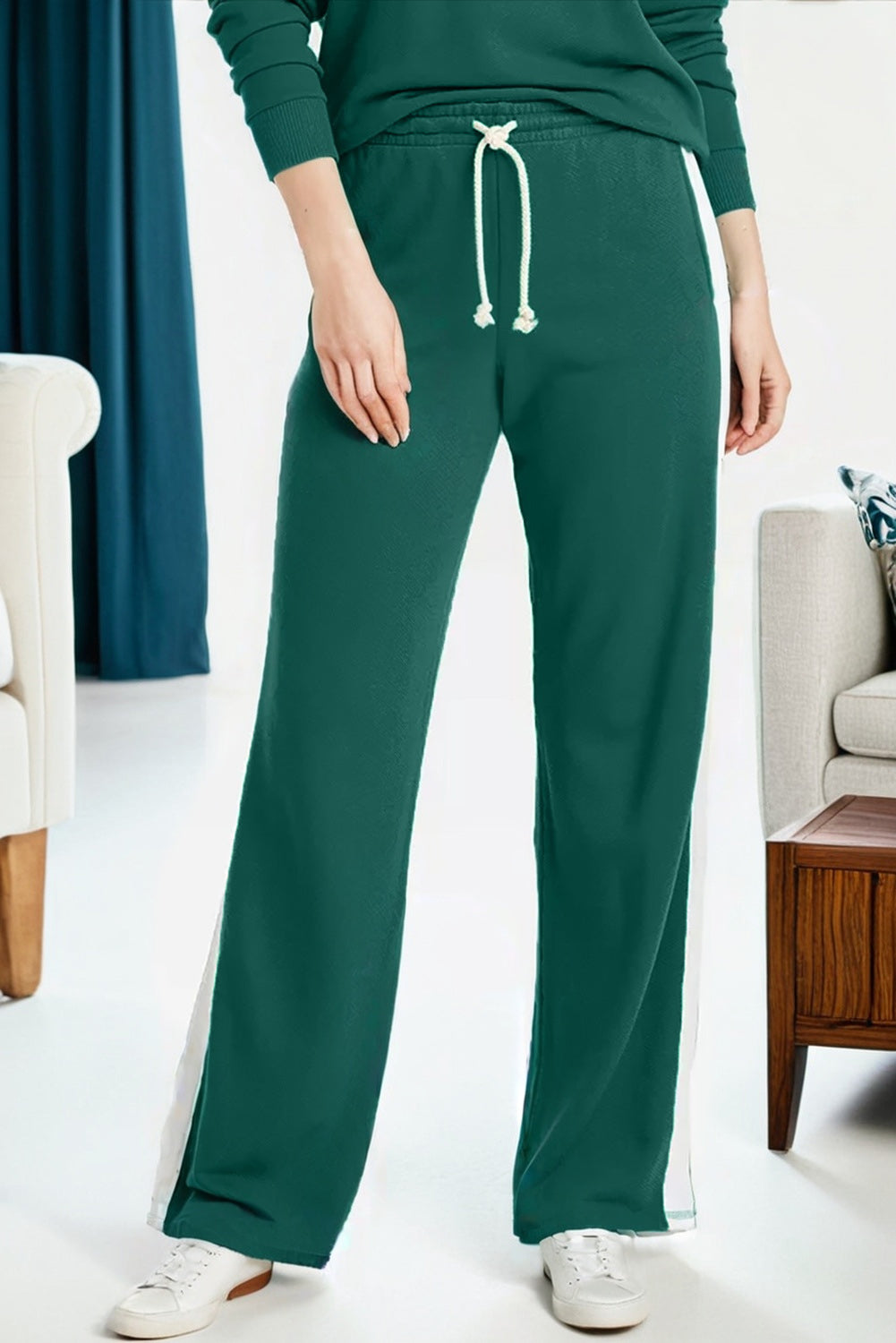Sea Green Drawstring Pants Set