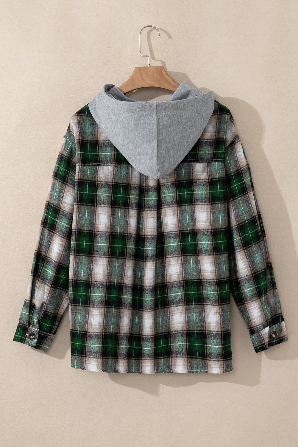 Plaid Hooded Button-Up Shacket