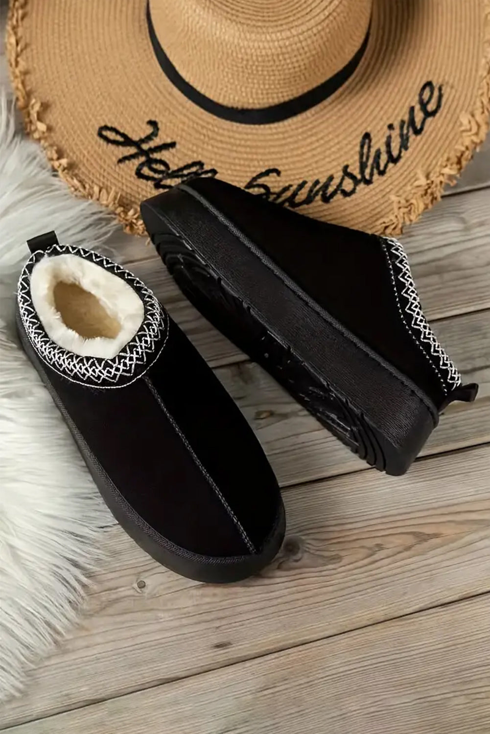 Black Suede Plush  Boots