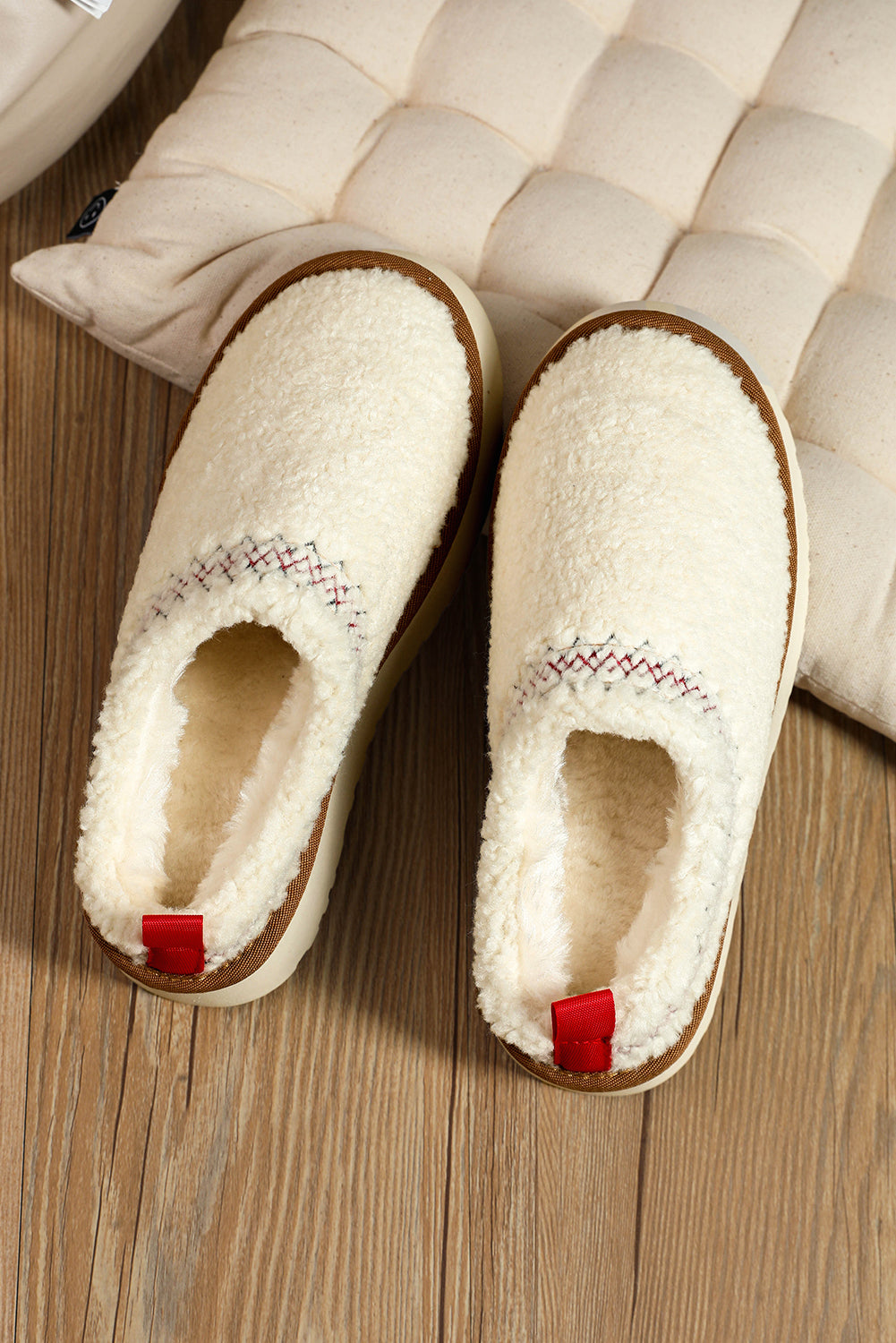 White Sherpa Plush Slippers