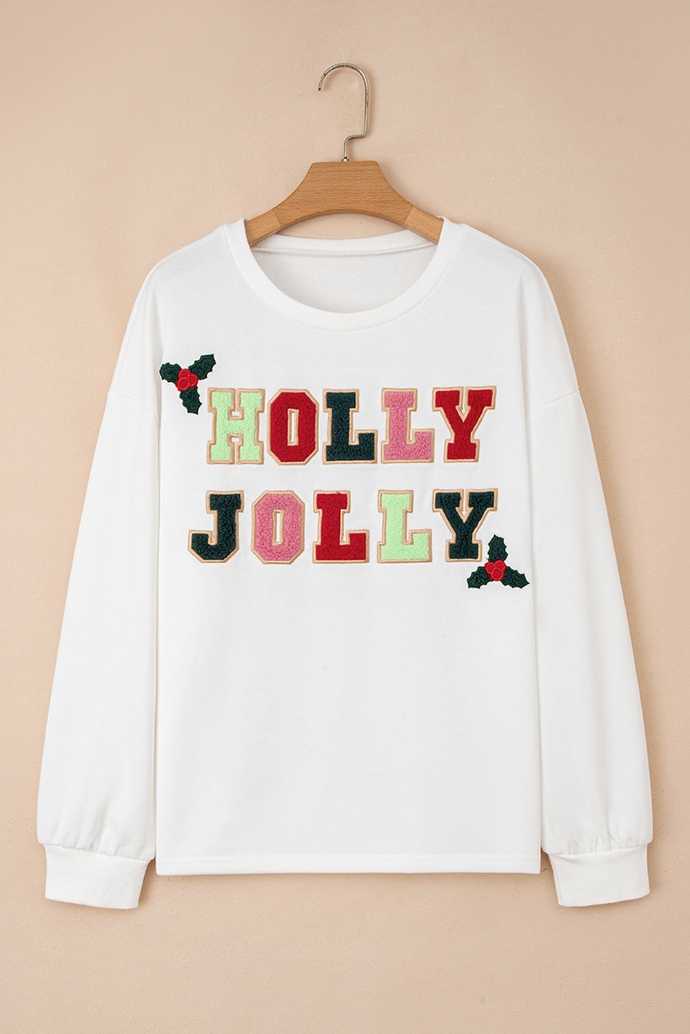 White HOLLY JOLLY Pullover Sweatshirt
