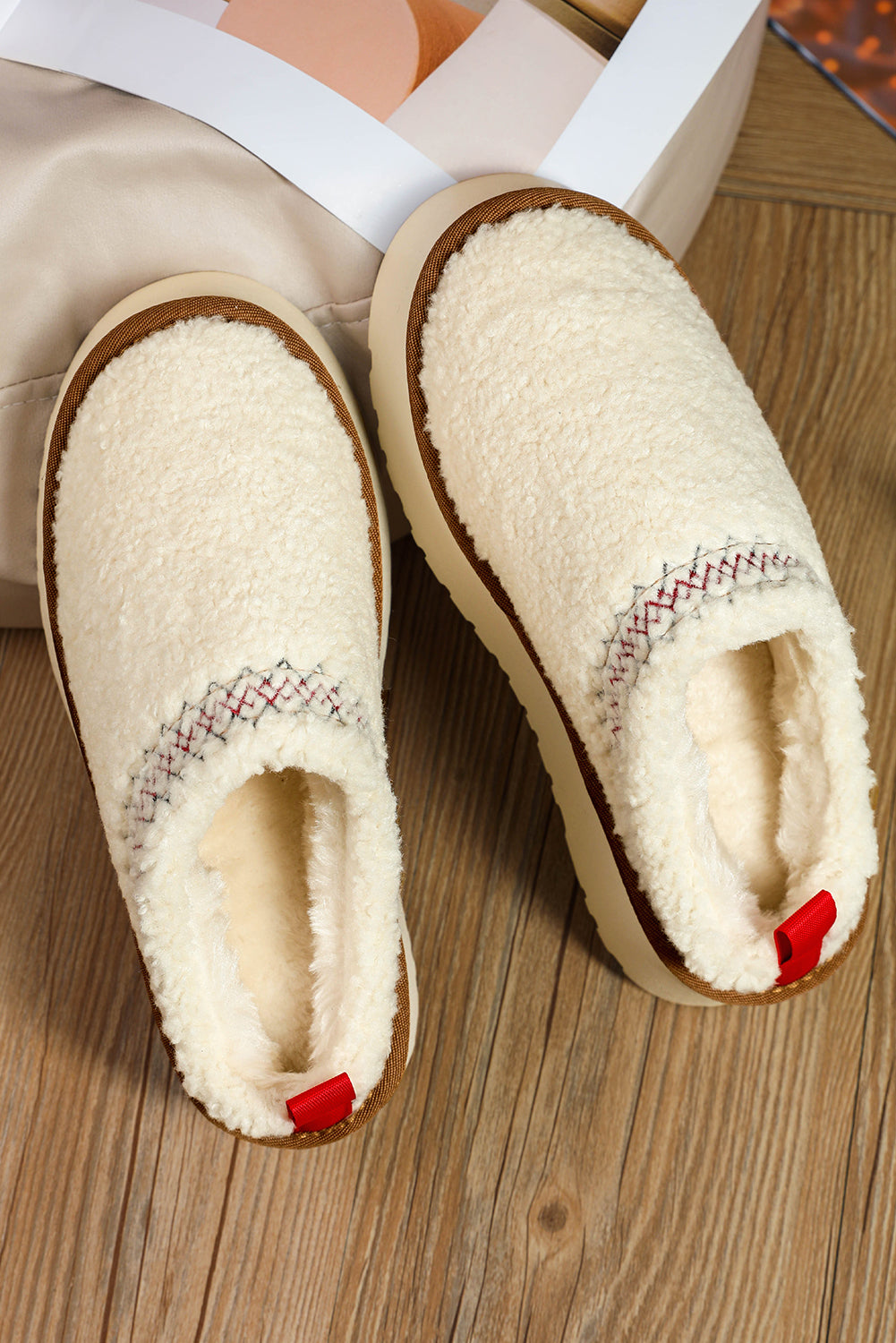 White Sherpa Plush Slippers