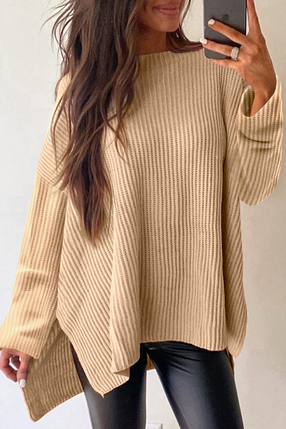 Apricot Drop Shoulder Sweater