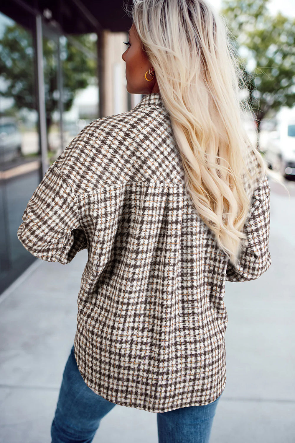 Casual Corduroy Plaid Shacket
